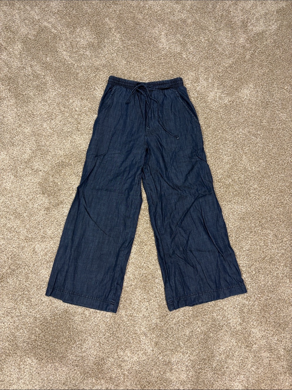 Karen Kane wide leg cropped chambray pants size xs